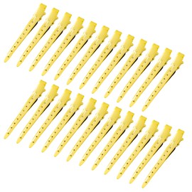 24 Packs Duck Bill Clips, Bantoye 3.35 Inches Rustproof Metal Alligator Curl Clips with Holes for Hair Styling, Hair Coloring, Bright Yellow