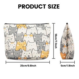 LJCZKA Cute Cat Makeup Bag Portable Small Travel Cosmetic Bag Storage Organizer Toiletry Bag Zipper Cat Gifts for Women/Girls/Cat Lovers, multicoloured, Fashionable