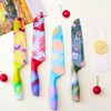 Printed Kitchen Knife Set with Blade Guards, Nonstick Ceramic Coated