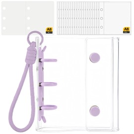 Sealing Notebook, Transparent, Plastan, A8 Size, Removable, 3 Holes, Seal Notebook, Clear Binder, Seal Storage, Photo Storage, Selling Goods, 3-Layer Polypropylene Sheet (1 x Sticker Book, 20 x