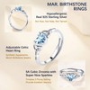 Suplight 925 Sterling Silver March Birthstone Rings Adjustable Aquamarine Celtic
