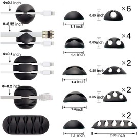 Timotech Organizador de Cables, Clips para Cables, Organizador de Cables Escritorio, Set de 30 Ataduras para Cables para Computadora, Electrodomésticos y Dispositivos Electrónicos y Escritorio.