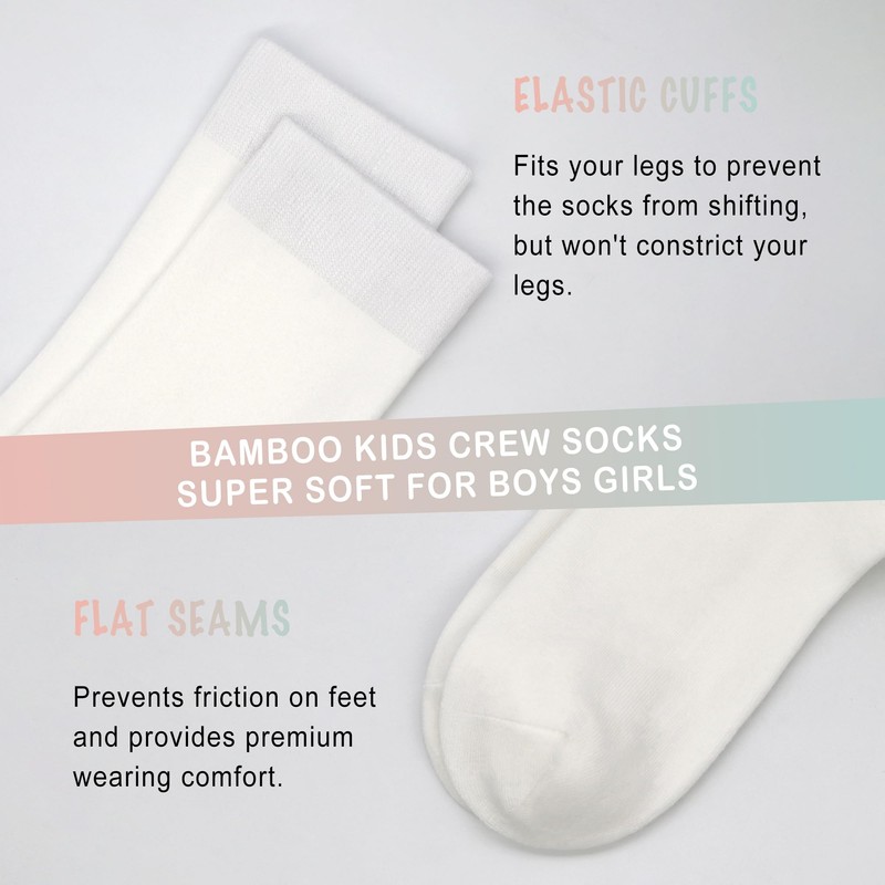 Bamboo Kids Crew Socks School Anti Odor Socks for Boys