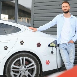 PLIGREAT 4 Pack Paw Print Car Decal, 3D Dog Paw Footprint Metal Stickers Badge Dog Footprint Decal for Auto Motorcycle Computer Home Decoration