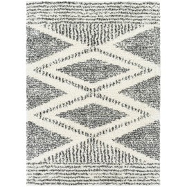 Mark&Day Area Rugs, 5x7 Gever Global Shag Charcoal Area Rug, Grey Cream White Carpet for Living Room, Bedroom or Kitchen (5'3" x 7'3")