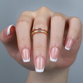 LY LANYOS Press On Nails Short, Short Fake Nails, Square Glue on Nails, Reusable Stick on nails with Nail Glue in 16 Sizes, 32 Pcs, White French