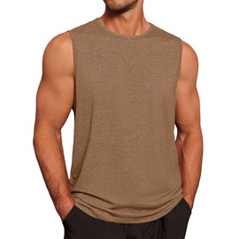 Runcati Mens Workout Tank Tops Sleeveless Gym Muscle Athletic T Shirts Casual Summer Beach Tops Camel