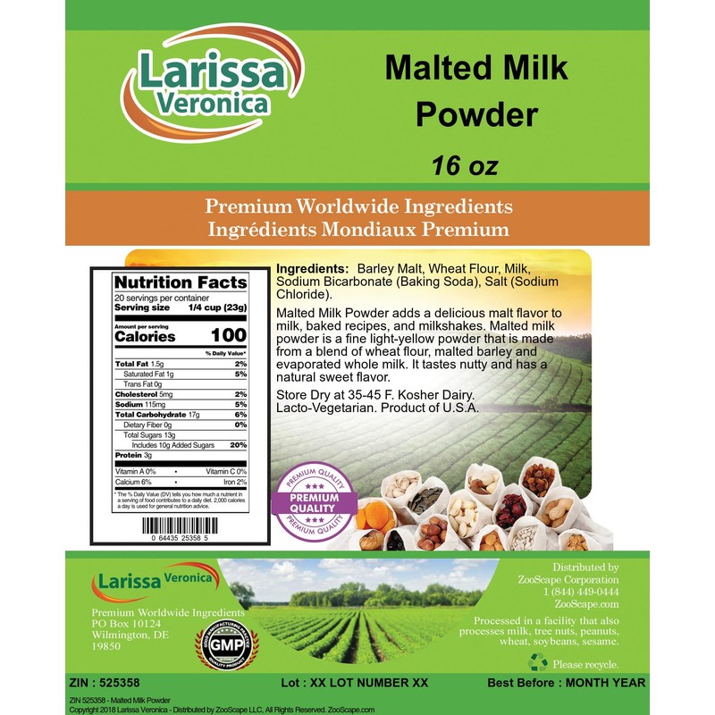 Malted Milk Powder (16 oz, ZIN: 525358) - 2 Pack