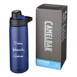 Schmalz CamelBak® Sports Bottle Chute MAG 600 ml Vacuum Insulated Copper Stainless Steel Insulated Flask with Copper Insulation Leak-Proof, with engraving, navy, 234 x 72 x 95 mm