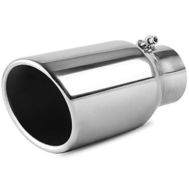 AUTOSAVER88 3 Inch Exhaust Tip, 3" Inlet 4.5" Outlet 9" Overall Length Chrome-Plated Finish Tailpipe Stainless Steel Exhaust Tips for 3" O.D. Tailpipe, Rolled Edge Slant Angle Cut, Bolt On, Universal