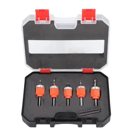 Juego de 5 Brocas Avellanadoras, Construcción de Acero ABS, Juego de Brocas Avellanadoras para Madera con Tope de Profundidad Ajustable, 2,8 3 3,2 3,5 4 Mm de Diámetro, Llave,
