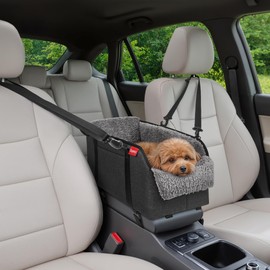 BurgeonNest Center Console Dog Car Seat for Small Pets to 11lbs, Grey