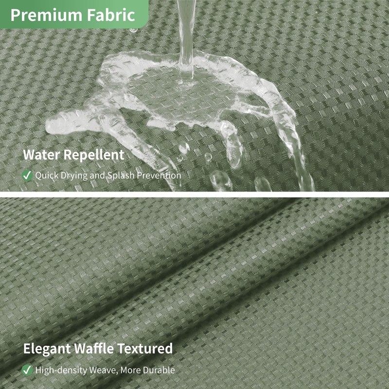 eachope No Hook Waffle Weave Shower Curtain with Snap-in Fabric