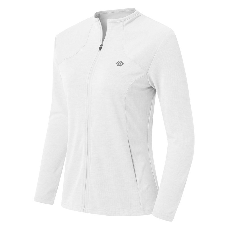 MoFiz Women's Long Hoodie, Rash Guard, Cool Touch, white, L
