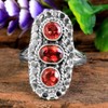 Ovale, runde Granat-Ringe aus massivem 925er Sterlingsilber, handgefertigte Statement-Ringe für