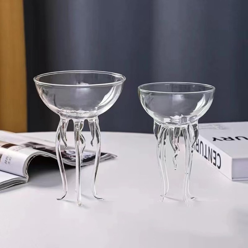 Magic Ocean Jellyfish Glass Cup Colorful Cocktail or Martini Cup