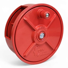 Light Weight Aluminum Tie Wire Reel with Rewind Knob - Left & Right Handed - Tie Wire Reel Coil Holder Wheel, With Belt Loops & Knob (Orange/Red)