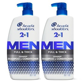 Head & Shoulders Champú y acondicionador anticaspa, Full and Thick pack doble 2 en 1, 1% de piritiona de zinc, limpia para restaurar la plenitud del c