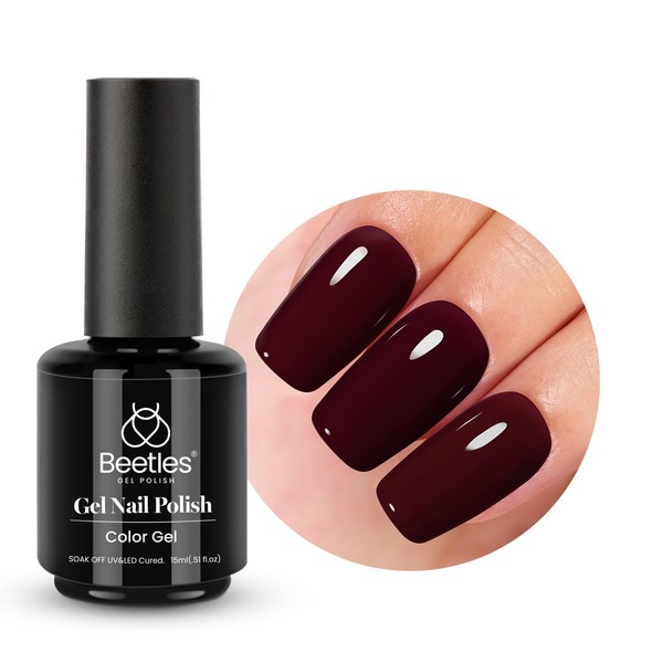 beetles Gel Nail Polish, 1 Pcs 0.5Oz 15ml Burgundy Nail