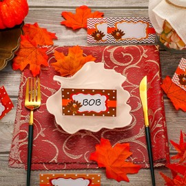 120 Pieces Thanksgiving Turkey Table Place Card Fall Buffet Table Name Place Card Folded Food Tag Turkey Label for Thanksgiving Party Supplies