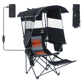 Nice C Chair with Canopy, Heated Camping Chair with Battery, Outdoor Sports Chairs with Shade, Heated Folding Umbrella Chairs, with Removable Footrest (1-Pack)