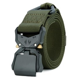 MOZETO Unisex Tactical Belt, Heavy Duty Military Belt with Quick-Release Metal Buckle for Outdoors, Work, Military, Casual Wear, Hunting - Army Green