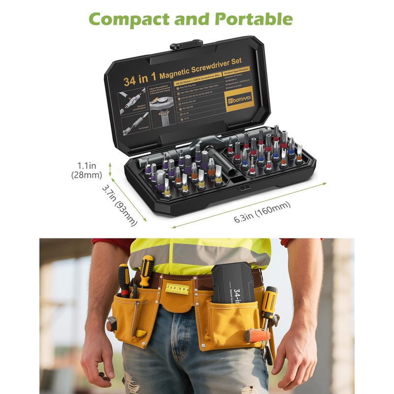 KeeKit 34 in 1 Ratchet Screwdriver Set, DIY Magnetic Screwdriver