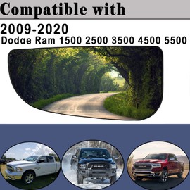 68067731AA Ram Driver Side Lower Glass Compatible with 2009-2020 Dodge Ram 1500 2500 3500 4500 5500 Towing Mirror Ram Left Pass Convex Lower Mirror Glass with Rear Mounting Bracket