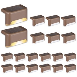 Solpex Solpex Solarleuchten fr au?en, 20 Stck, warmwei? Treppenlicht, wasserdicht, LED-Beleuchtung fr Au?entreppe, Stufen, Zaun, Hof, Terrasse, Dachrinne, Weg, Dekoration (Braun)