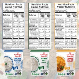 Eat Regal Heat & Eat Rice Variety Pack, 6 Pouches, 8.8 oz Each, 3 Flavors, Spanish, Thai Jasmine & Long Grain White Rice, Microwavable Side Dish, Ready in 1.5 Minutes, Non-GMO, Gluten-Free