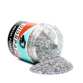 Didspade Custom Paint Additives 6oz Party Crasher 0.015 Silver Holographic Metal Flake Solvent Resistant Glitter