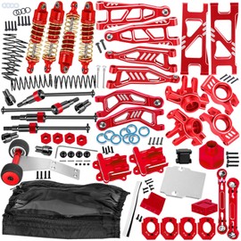 BRCatWPark RC Upgrades Part for 1/18 Granite Grom,Shock,Drive Shaft,Arm,Steering Caster Blocks,Wheelie Bar,Link,Motor Mount Set,Slipper Clutch,Gear Fixing seat,Diff Cover Set,Dustproof Guard,Red