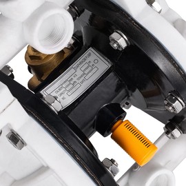 Polypropylene Air-Operated Double Diaphragm Pump with PTFE Diaphragms Max 100psi 13 GPM Pneumatic Double Diaphragm Pump for Chemical and Industrial Fluids Use (1/2 inch Inlet/Outlet)