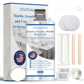 Quartz Countertop Repair Kit(White), Quick-Drying Quartz Chip Repair Kit for Edge Chips, Cracks, Scratches and Holes on Quartz, Marble, Granite, Porcelain and Other Stone Surfaces