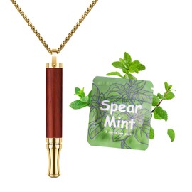 ASTOFLI ASTOFLI Anxiety Breathing Necklace with Resistance: Flavoured Air Wooden Breathlace with Resistance Filter Natural Essential Oil Breath Quitgo Breathing Necklace Stress Anxiety Relief Chain for Adults