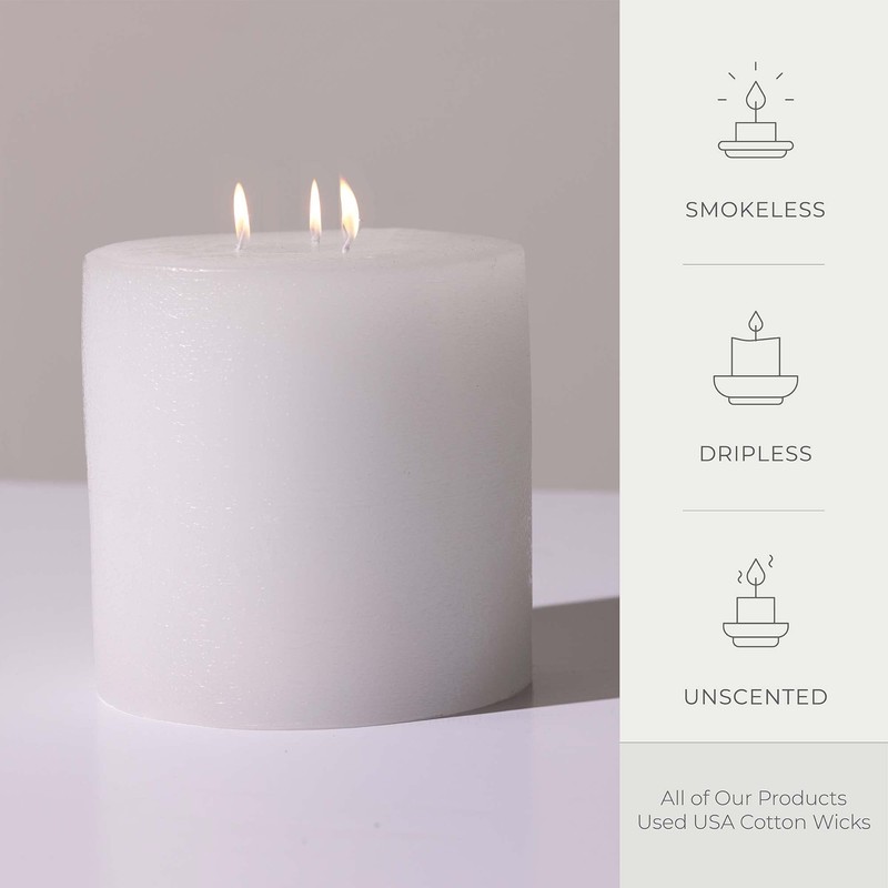 Bask Large Mottled Pillar Candles - Unscented - 6-Inch Diameter