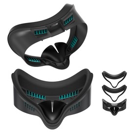 Face Pad Cover and Facial Interface for Meta Quest 3S Accessories, Soft PU Leather & Ice Silk Cotton Face Pad Compatible with Oculus Quest 3S, Air-Circulation and Light-Blocking Nose Pad Design