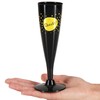 COM-FOUR® 16 x Reusable Champagne Glasses - Black, Stackable Plastic