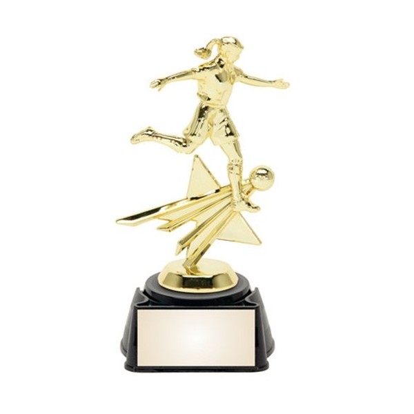 Female Soccer Star Figure Trophy with 3 Lines of Custom Text