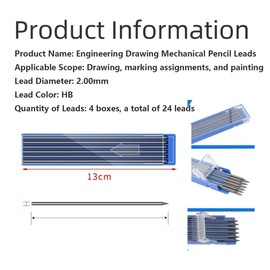 Hawfund Charpentier Pencil Refills 24 Pack 2.0mm HB Graphite Leads Reusable Ideal for Wood, Drawing and Drawing on Hard Surfaces