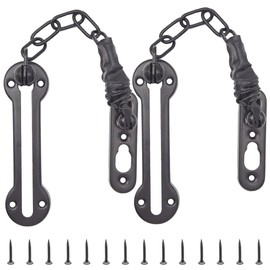 Yosawa 2 Pcs Chain Door Guard ，Door Chain Lock Door Latch ，Child Proof Apartment Front Chain Door Guard with Screws，Steel Chain with Leather Cover（Black/L）