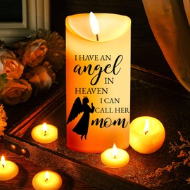 Sympathy Gifts for Loss of Mother LED Flameless Candles 3 x 6 Inch Angel Memorial Candles in Remembrance of My Mother Memorial Candles for Loss of Loved One Mom Sympathy Candle (Angel)