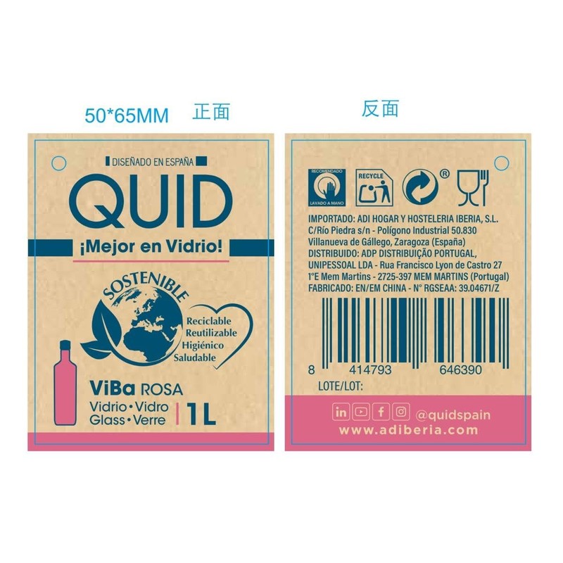 GASEOSA VIBA QD Bottle 1 L Square Pink
