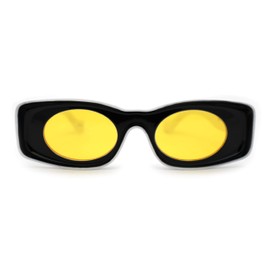 SA106 Womens Unique Concave Thick Mod Plastic Sunglasses Black Yellow