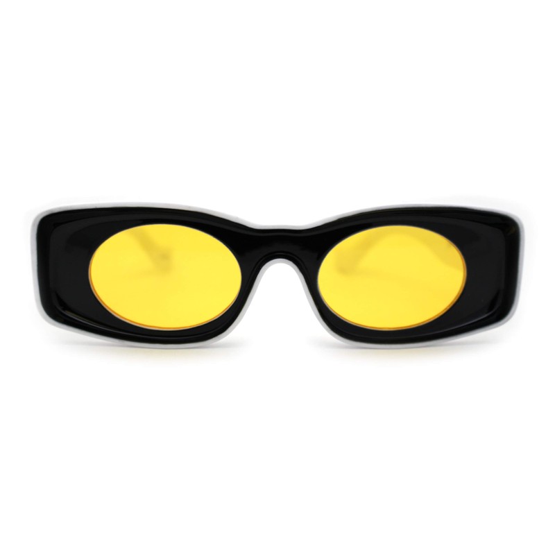 SA106 Womens Unique Concave Thick Mod Plastic Sunglasses Black Yellow