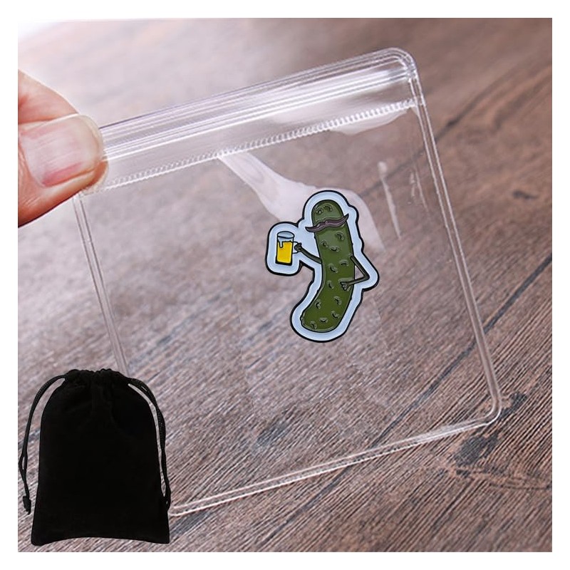Ficsowy Enamel Pickle Pin with Beer Mug, Funny Lapel Pin