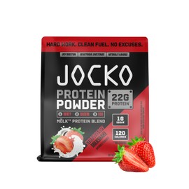 Jocko Fuel Proteína de suero de leche Mlk en polvo, 22 g, mezcla de frutos del monje, baja en azúcar - Recuperación y crecimiento muscular. El envase 