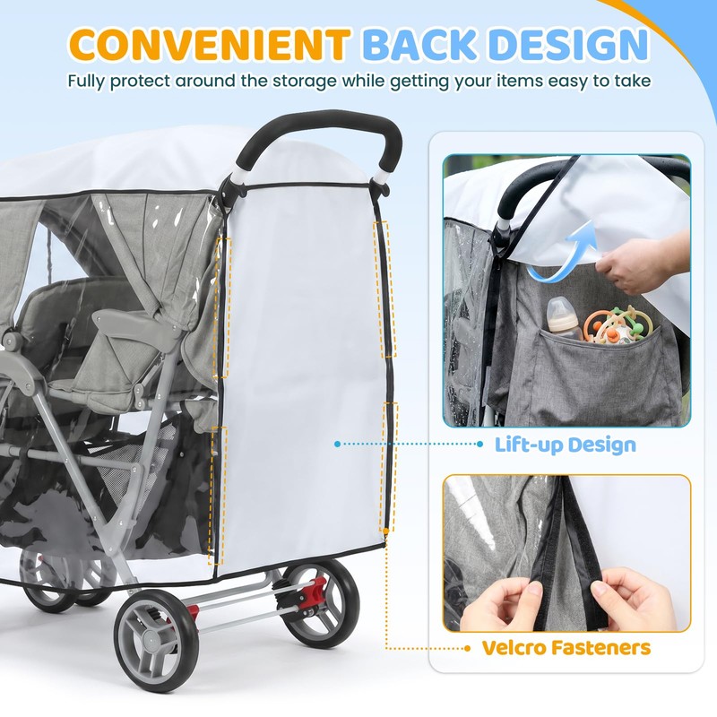 Double Stroller Rain Cover, Universal Double Stroller Rain Cover Front