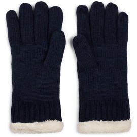 styleBREAKER Warm gloves with rhinestones and fleece, winter knitted gloves, 09010010 - Midnight blue / dark blue