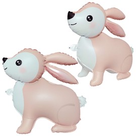 2 Easter Bunny foil Balloons,Woodland Animals Rabbit Happy Myra Balloons,Farm livestock Themed Party Birthday Baby Shower Decorations,Thanksgiving Christmas New Year Party Photo Props(Orange Pink)